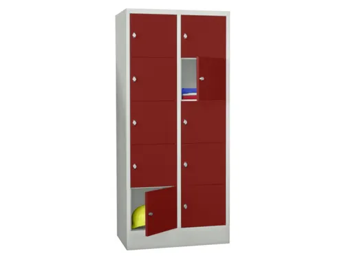 lockerkast,HxBxD 1850x800x500mm,2x5vakken,RAL7035,front RAL3000