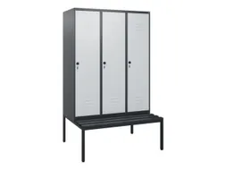 locker met bank,HxBxD 1950x1200x815mm,3vak,vak B 400mm,draaigrendel