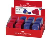 puntenslijper Faber-Castell "Sleeve" rood/blauw 2 gaats display a 12 s