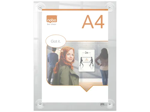 Infobord Nobo Premium Plus A4 acryl wand verplaatsbaar