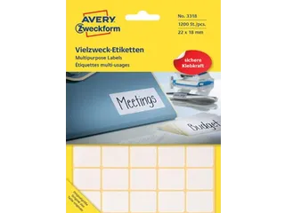 Avery Zweckform 3318 Mini Etiket 22x18mm Wit 1200 Stuks - 1