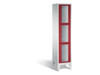 lockerkast 1850x420x500mm 1x3 vakken Cilinderslot Poten, RAL3003 - 2