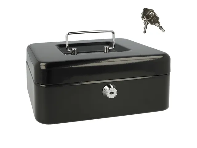 Geldkist Westcott 200x161x90mm zwart, kunststof inzet met 3 vakken