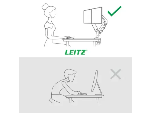 Monitorarm 2 Schermen Leitz Ergo ruimtebesparend dubbel grijs