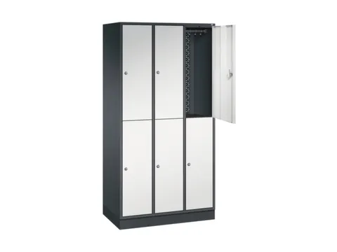 Dubbeldekse garderobekast,RAL 7021/RAL 7035,HxBxD 1950x920x500mm