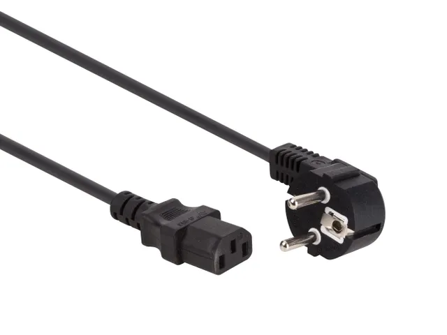 Voedingskabel Zwart CEE 7/7 90° + C13 L=2.5m H05VV-F 3G1.0mm²