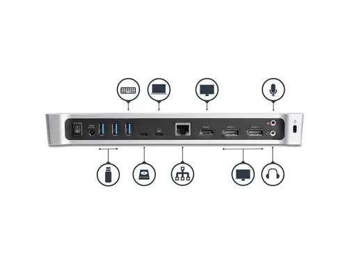 USB-C Dock Triple 4K 60W PD HDMI DP 5x USB