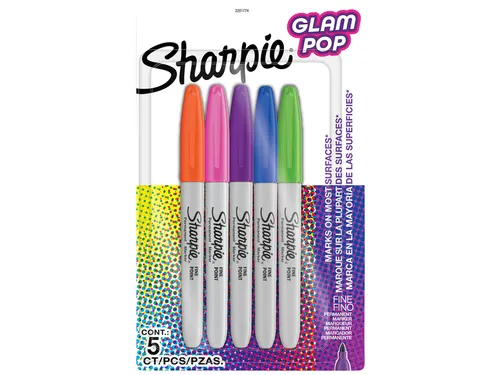 Viltstift Sharpie Glampop fijn assorti blister à 5 stuks