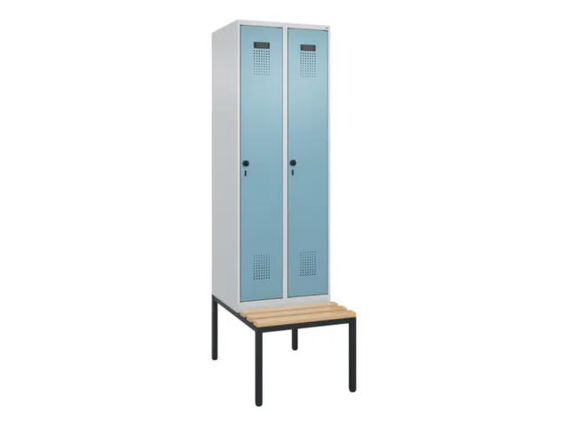 locker met bank,voor scheiding van kleding,HxBxD 2120x600x815mm,2vak