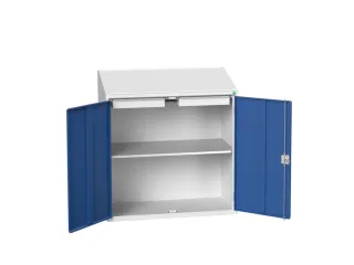lessenaarkast 1130x1050x550mm 1 legbord en 2 laden RAL7035+RAL5010 - 1