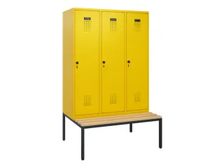 locker met bank,HxBxD 1950x1200x815mm,3vak,vak B 400mm,draaigrendel - 2