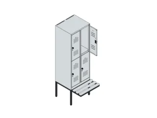 Dubbeldekse dekenkist,HxBxD 1950x600x815mm,2x2vak.,vak B 300mm - 3
