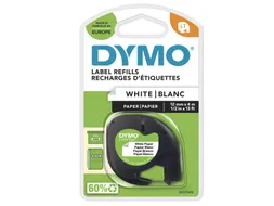 Labeltape Dymo Letratag 91200 papier 12mm zwart op wit S0721510