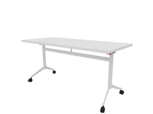 klaptafel,HxBxD 750x1600x700mm,hoekig,T-voet wit,ovale buis,blad wit