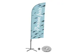 Promotievlag Alu Wind complete set "Poisson frais" kruisvoet Zwart