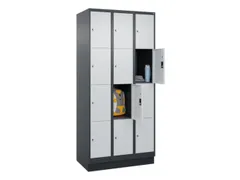 lockerkast,HxBxD 1950x900x500mm,3x4vakken,vak B 300mm,cil.-slot,sokkel