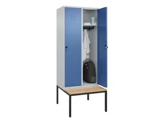 locker met bank,HxBxD 2120x800x815mm,2vak,vak B 400mm,draaigrendel - 3