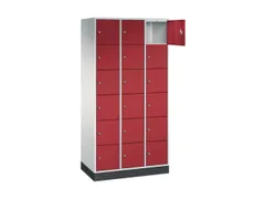 lockerkast,RAL 7035/RAL 3003,HxBxD 1950x920x500mm,3x6vakken,cil.-slot