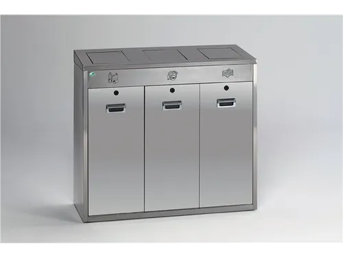 afvalverzamelstation 3x48 liter HxBxD 920x1000x430mm nee deksel RVS