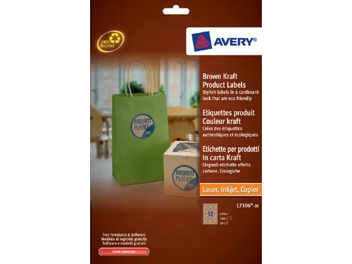 Productetiket Avery L7106-20 60mm Bruin 240stuks