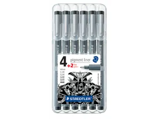 Fineliner Staedtler Pigment 308 zwart set 4+2 gratis 0.05-0.8mm - 3