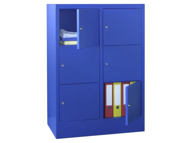 lockerkast,HxBxD 1187x800x500mm,2x3vakken,RAL7035,front RAL3000