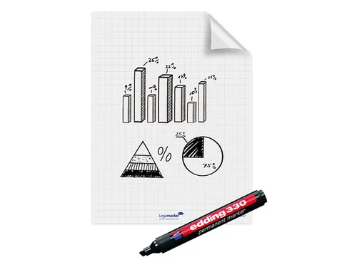 Legamaster Magic-Chart flipchart folie 60x80cm Wit met ruit 25 vel