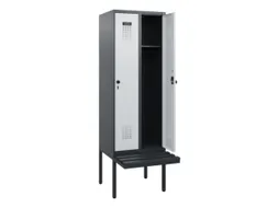locker met bank,HxBxD 1950x600x815mm,2vak,vak B 300mm,draaigrendel