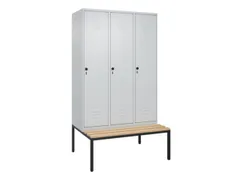 locker met bank,HxBxD 2120x1200x815mm,3vak,vak B 400mm,draaigrendel