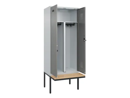 PBM-locker met bank,HxBxD 2120x800x815mm,2vak,vak B 400mm,draaigrendel