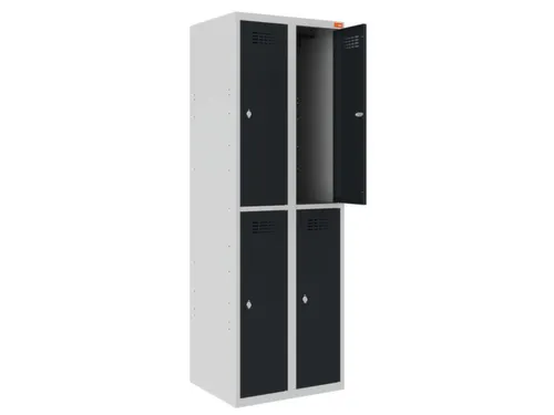 Dubbeldekse lockerkast,HxBxD 1800x600x500mm,2x2vak.,draaigrendel