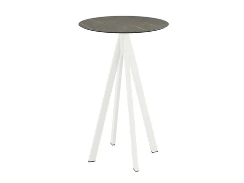 statafel,HxØ 1090x700mm,rond,4voeten wit,blad HPL Midnight Marble