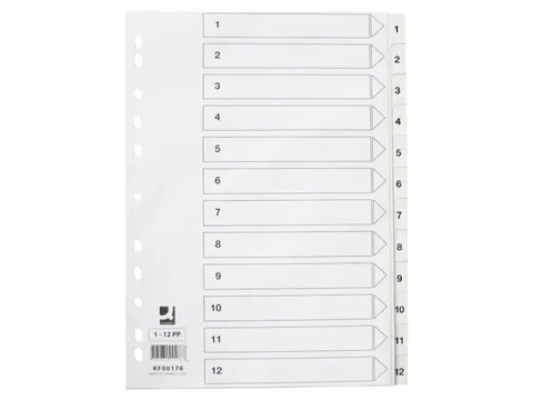 Tabbladen PP Set 1-12 Met Indexblad A4 11-Gaats Wit Personaliseerbaar
