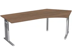 In hoogte verstelbaar hoekbureau 680-820x2166x1130mm noten zilver