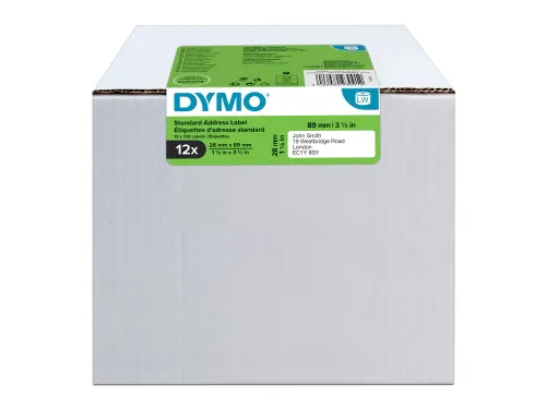Etiket Dymo 99010 adressering 28x89mm 12 rollen á 130 stuks wit