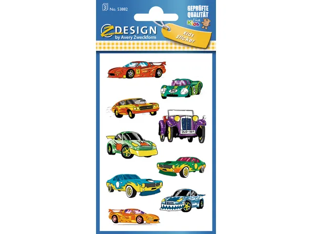 papieretiket Z-Design Kids pakje a 3 vel auto's