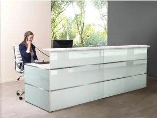 Balie Aanbouwelement bxd 1350x1015mm Recht Glazen Front wit - 2