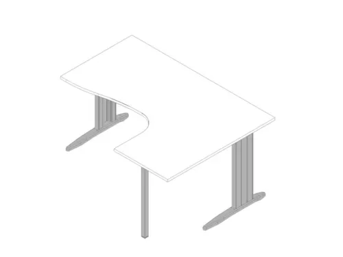 hoekbureau 730x1600x1200mm blad wit verdieping rechts C-voet aluminium