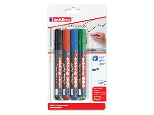 Viltstift Edding 360 Whiteboard Rond Assorti 1.5-3mm 4stuks Blis