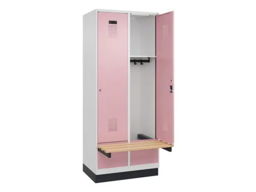 locker met bank,HxBxD 1950x800x815mm,2vak,vak B 400mm,cilinderslot