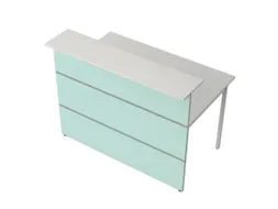 Balie Aanbouwelement bxd 1350x1015mm Recht Glazen Front wit