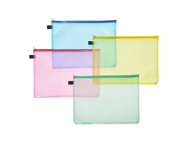 Trousse avec fermeture éclair Foldersys A4 PVC vert transparent