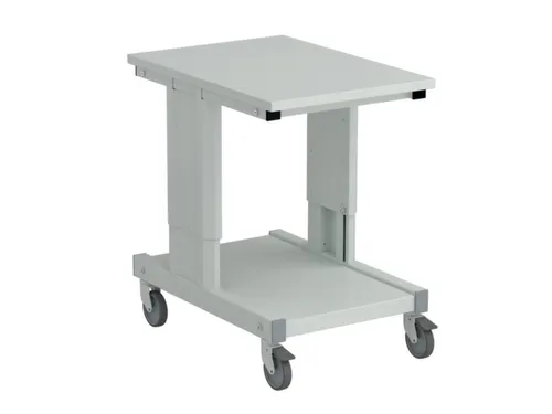 bijzettafel,HxBxD 650-900x500x700mm,blad grijs,RAL7035,2legborden