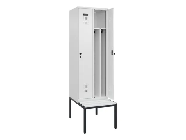 locker met bank,voor scheiding van kleding,HxBxD 2120x600x815mm,2vak