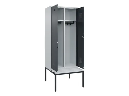 locker met bank,voor scheiding van kleding,HxBxD 2120x800x815mm,2vak