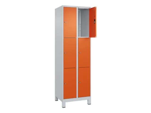 lockerkast,HxBxD 1950x600x500mm,2x3vakken,vak B 300mm,cil.-slot,voeten