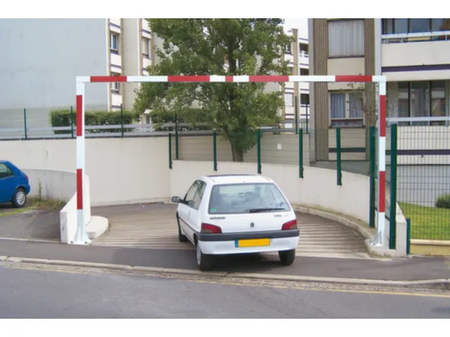 hoogtebegrenzer,HxB 2200x3850-5200mm,paal rood/wit