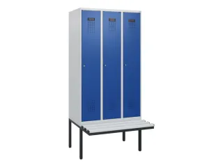 locker met bank,HxBxD 1950x900x815mm,3vak,vak B 300mm,cilinderslot - 2