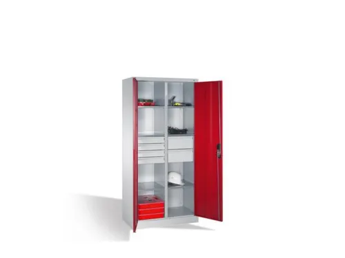 werkplaatskast,HxBxD 1950x930x500mm,romp RAL7035,front RAL7035