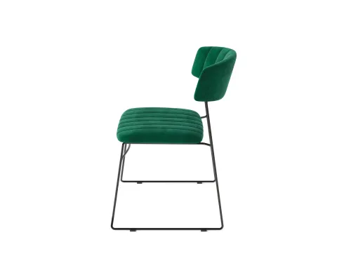 Stapelstoel Sledeframe Zwart met Velours zitting Groen